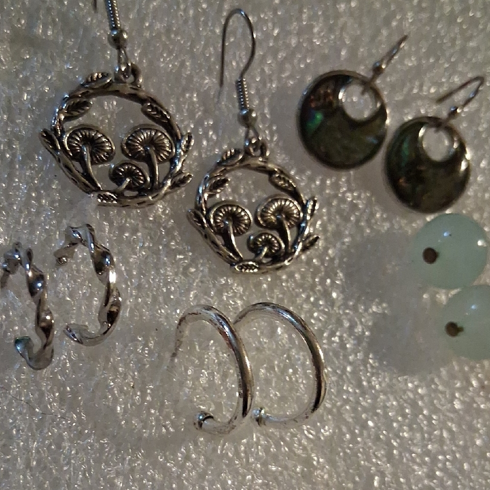 Silver and Green Nature-Inspired Earrings